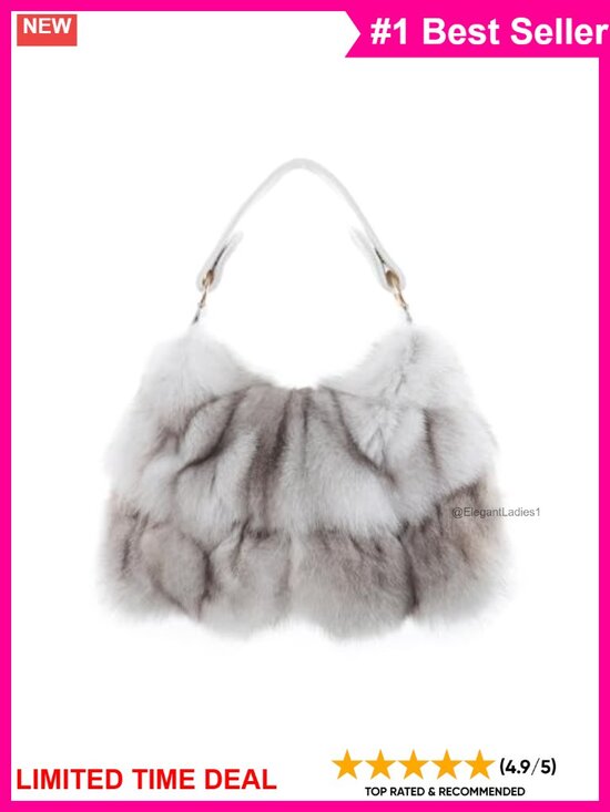 Handbags - Fur Story Fox Fur Leather Crossbody Shoulder Bag Top Handle